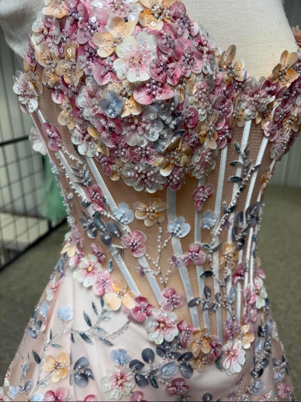 Prom dress alyceparis #61986 floral French pink - Picture 3 of 11